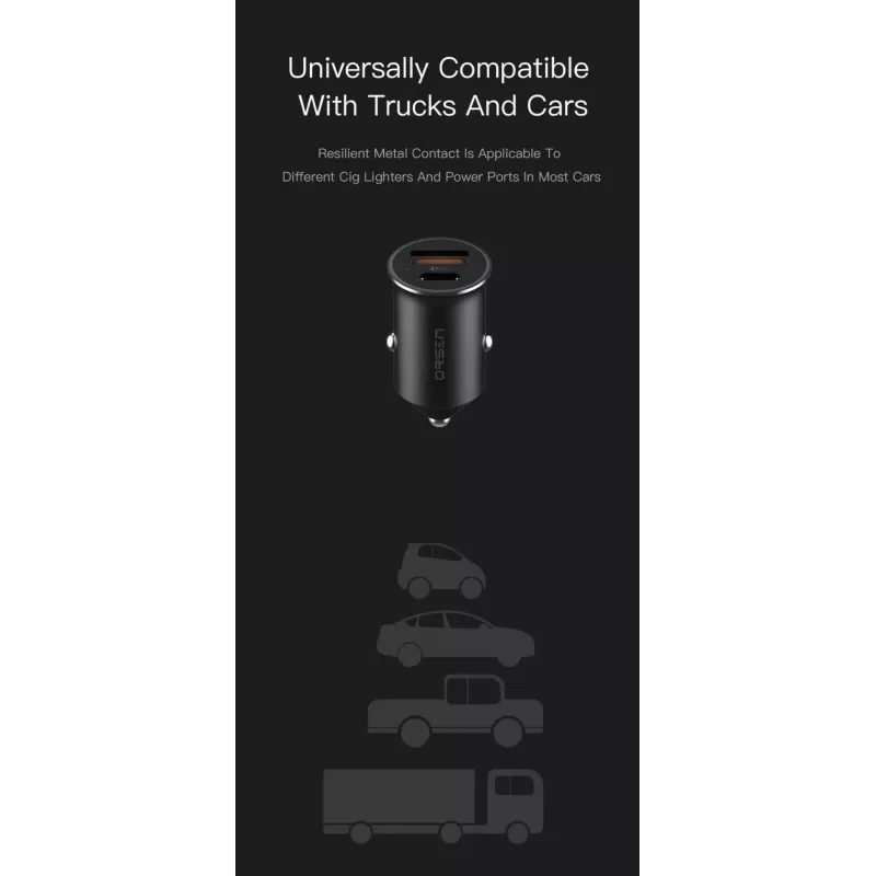 Carregador de automóvel Orsen C8 45W — carregamento rápido USB-C PD 45W, preto