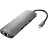 Sharkoon Adaptador Combo USB 3.0 Type C Placas/adaptadores de interface HDMI, RJ-45, USB 3.2 Gen 1 (3.1 Gen 1)