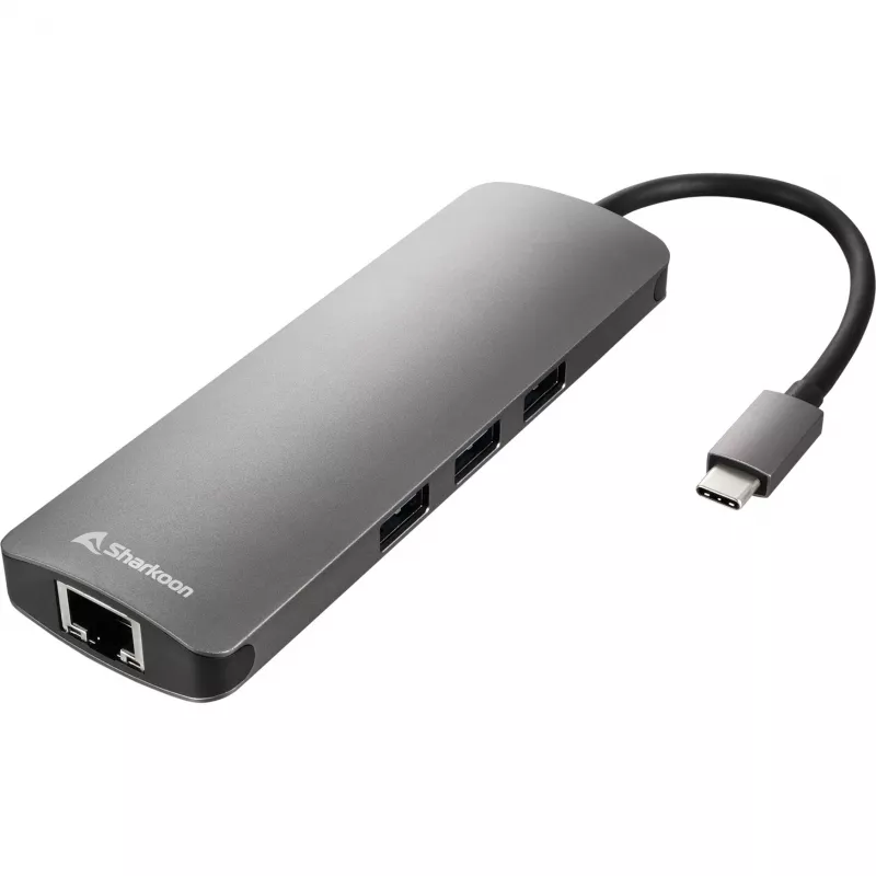 Sharkoon Adaptador Combo USB 3.0 Type C Placas/adaptadores de interface HDMI, RJ-45, USB 3.2 Gen 1 (3.1 Gen 1)