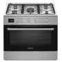 Fogão independente Ravanson KWGE-K90A Cheff Modern — 90 cm, placa a gás com 5 bicos e wok de 3000 W, forno elétrico 110 l, prateado