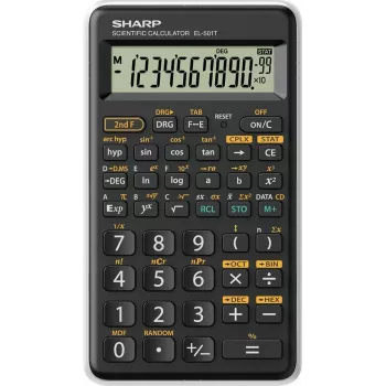 Calculadora de bolso Sharp EL-501T científica preta, branca