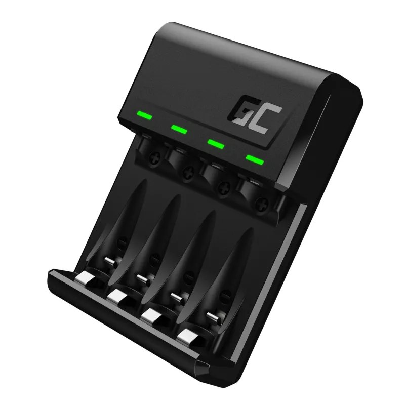Carregador de pilhas Green Cell GC VitalCharger USB, 4 slots, AA/AAA, alimentado por USB, preto