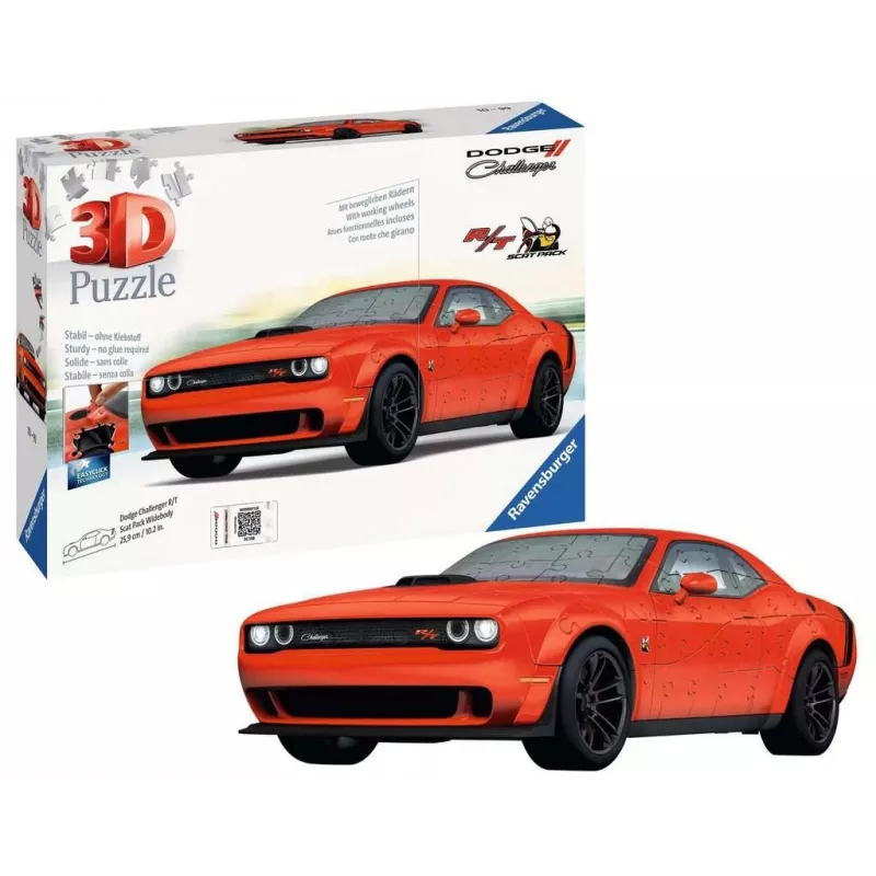 Puzzle 3D Ravensburger Dodge Challenger R/T Scat Pack Widebody 108 peças