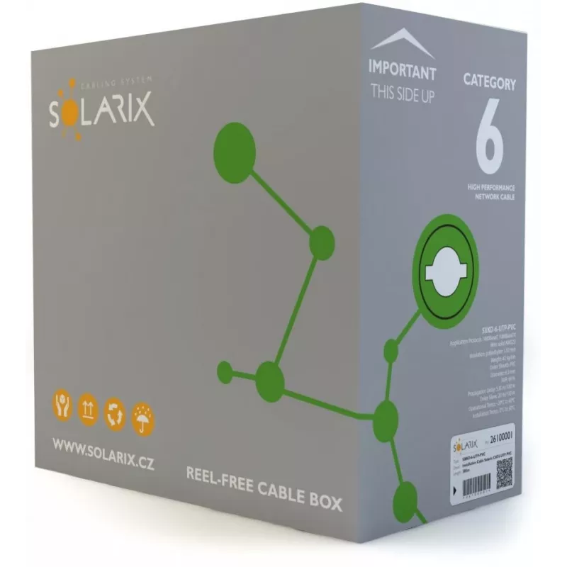 Solarix CAT6 UTP PVC Eca cabo de instalação 305 m