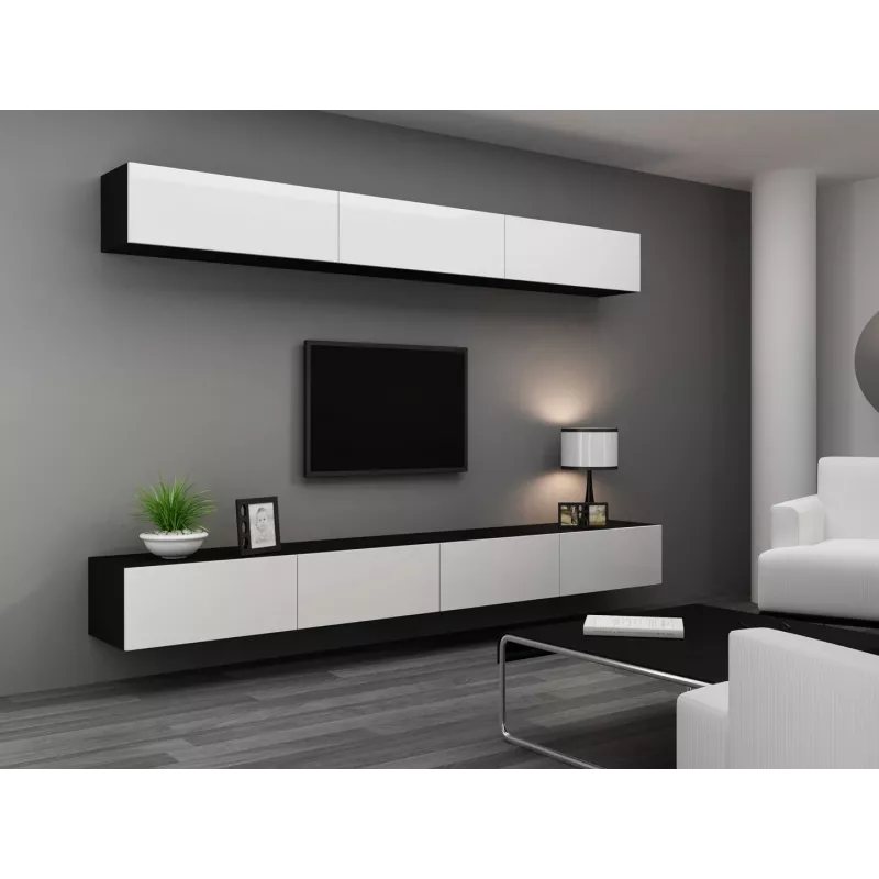 Cama conjunto de armários de sala VIGO 13 preto/branco brilhante