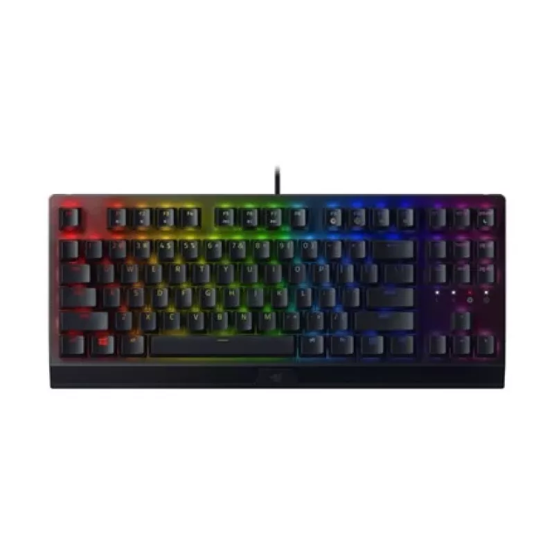 Teclado mecânico gaming Razer BlackWidow V3 Tenkeyless — USB, QWERTY US, interruptores Razer Yellow, retroiluminação RGB, preto