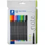 Canetas fineliner Staedtler 334 C12 Superfine preto azul verde cinzento azul-claro verde-claro laranja rosa vermelho violeta amarelo 12 unid.