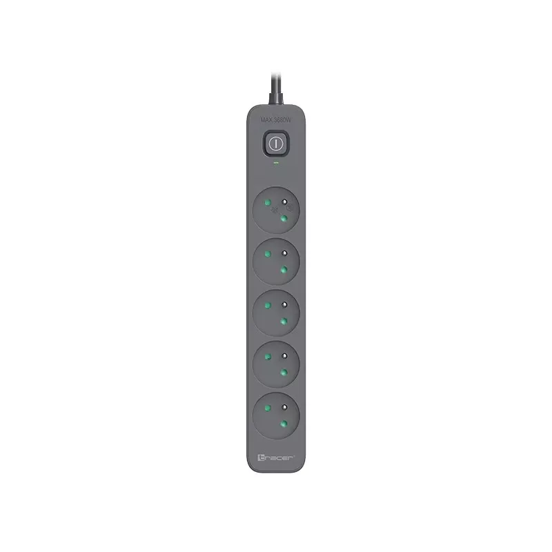 Régua de proteção contra sobretensões Power Line+ 3m Graphite (5 tomadas)