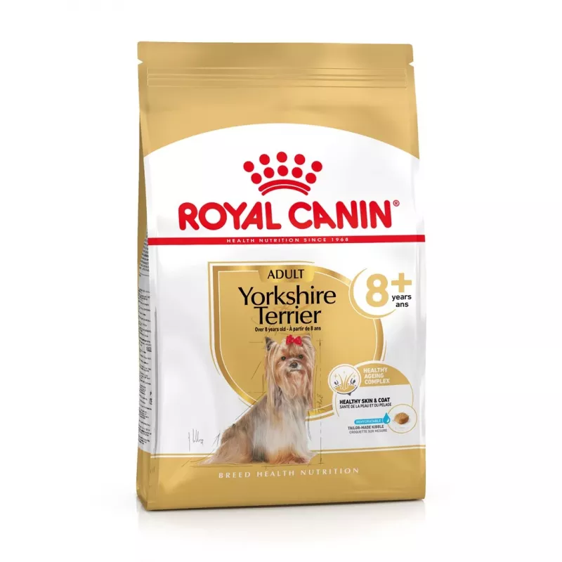Comida seca para cães Royal Canin Yorkshire Terrier 8+ 3 kg — aves, para yorkshire terriers idosos, proteína 29%, gordura 18%