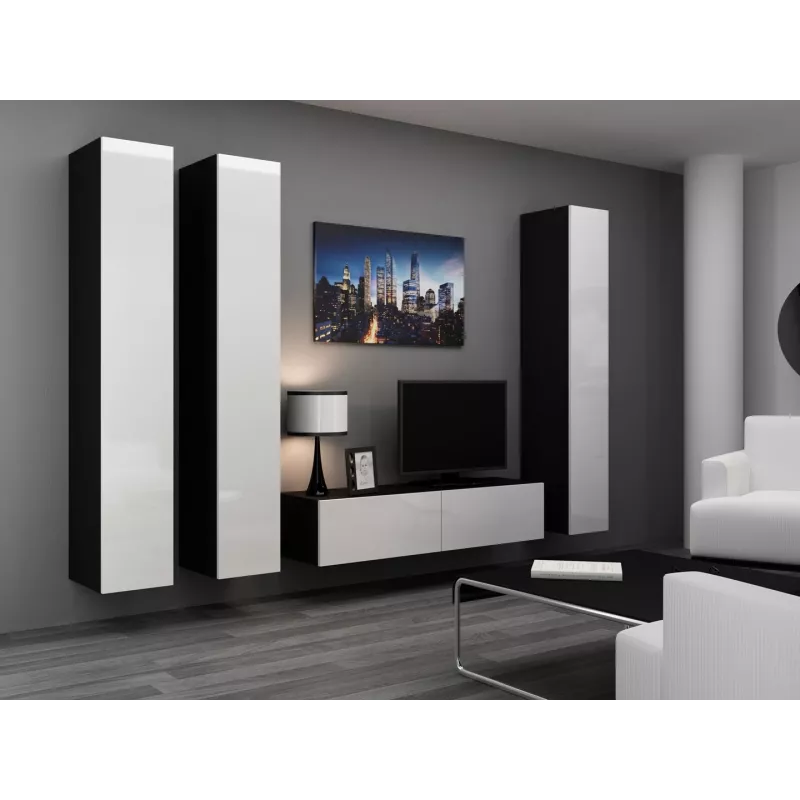 Cama conjunto de armários de sala VIGO 14 preto/branco brilhante