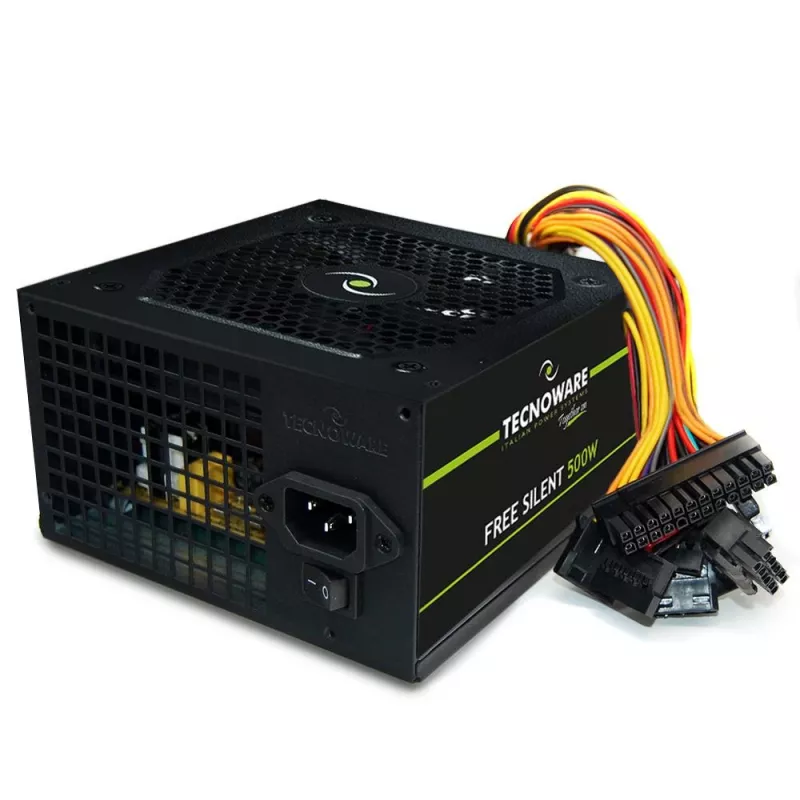 Fonte de alimentação TECNOWARE Free Silent 500 W — ATX, 20+4 pinos, ventoinha de 120 mm, 86% de eficiência