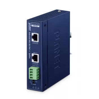PLANET IP30 splitter PoE++ industrial de porta única 10Gbps 802.3bt 24V