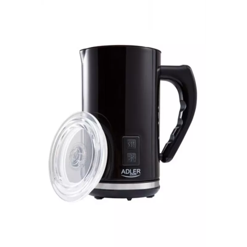 Espumador/aquecedor de leite automático Adler AD 4478 — recipiente em aço inoxidável, capacidade 240 ml, 500 W, quente e frio