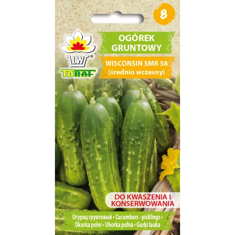 Sementes de pepino Wisconsin SMR 58 Toraf, embalagem de 5 g