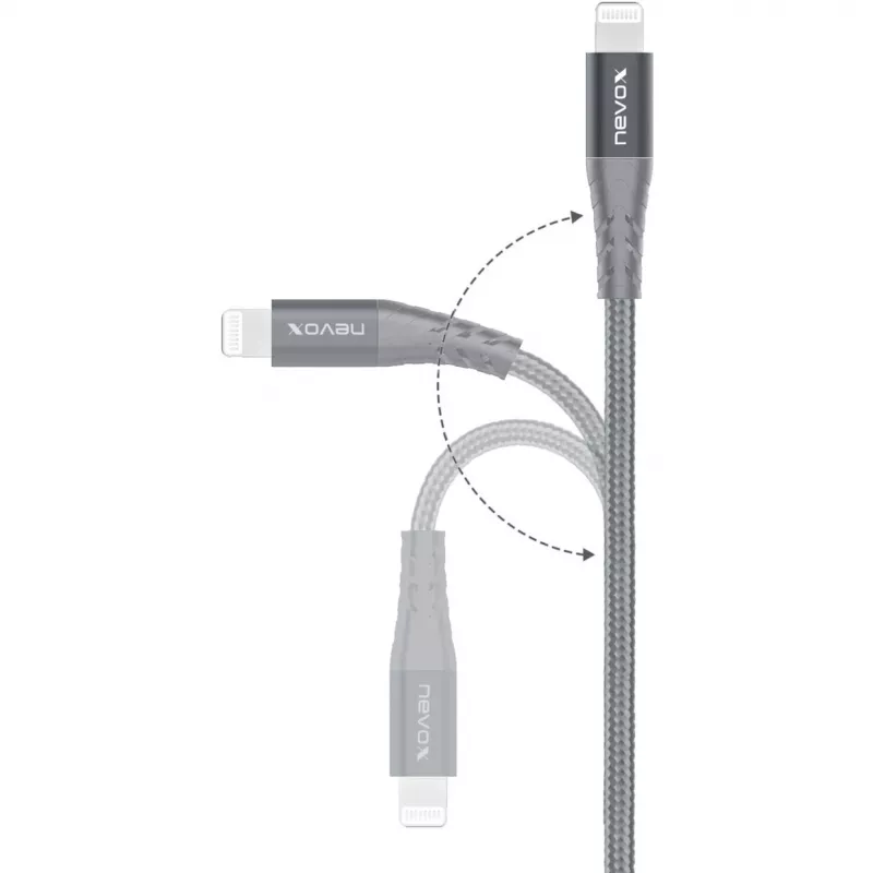 Cabo adaptador USB 2.0, ficha USB-C > ficha Lightning (prateado/cinzento, 1 metro, PD, revestido)