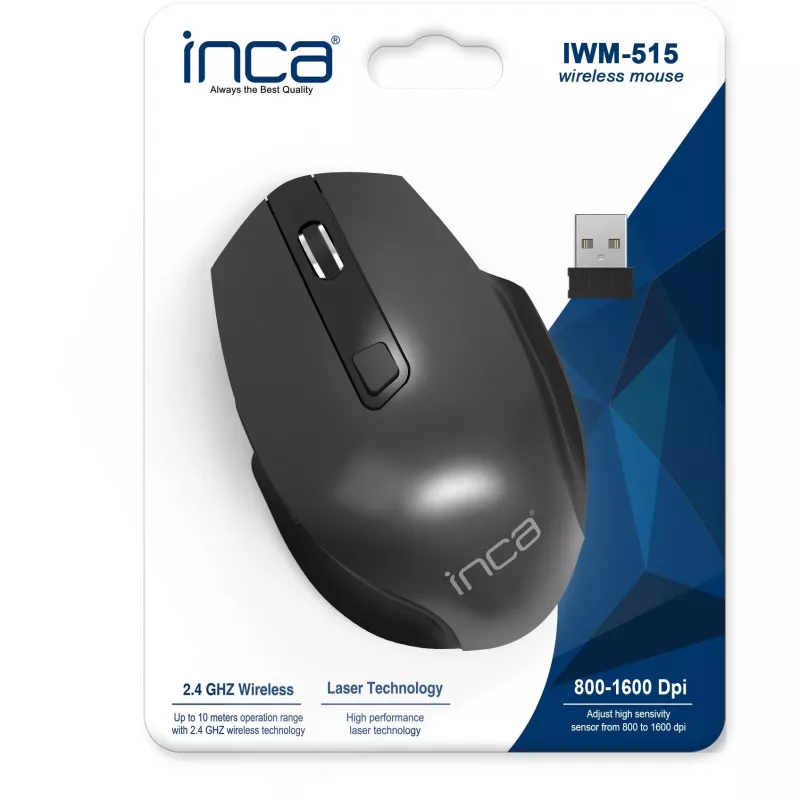 Cian Technology GmbH rato INCA IWM-515 sem fios laser 800/1600 DPI preto retail - rato - 1.600 dpi