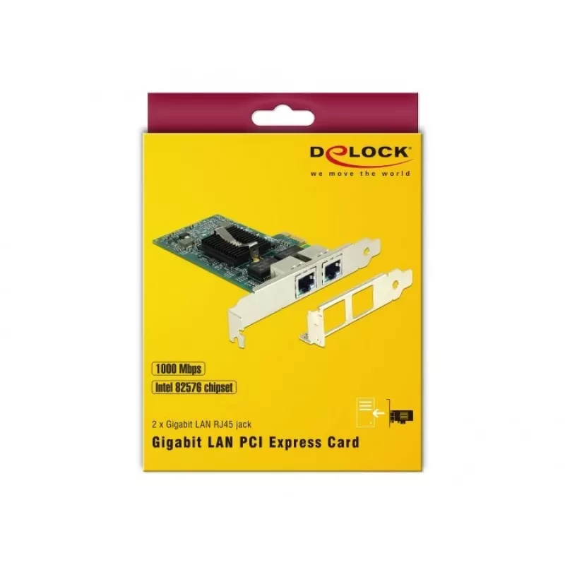 Delock placa PCIe 2x Gigabit LAN adaptador de rede