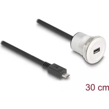 Cabo USB DeLOCK 88184 USB 2.0 0,3 m USB B preto prateado