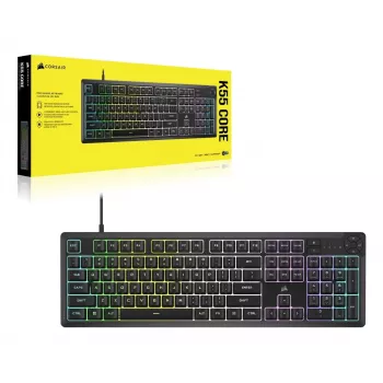 Teclado Gaming Corsair K55 CORE RGB USB QWERTZ alemão preto
