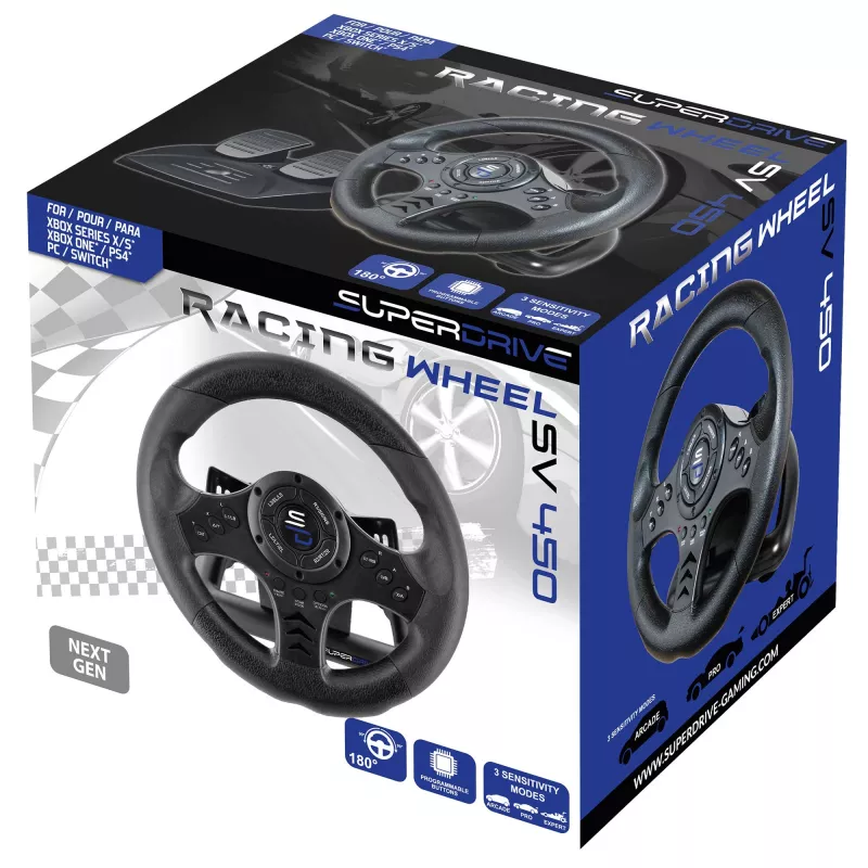 Volante + pedais Subsonic SA5426-NG preto USB rotação 180°