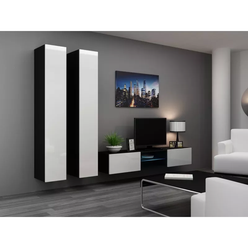 Armário fechado Cama VIGO '180' 180/40/30 branco/preto brilhante