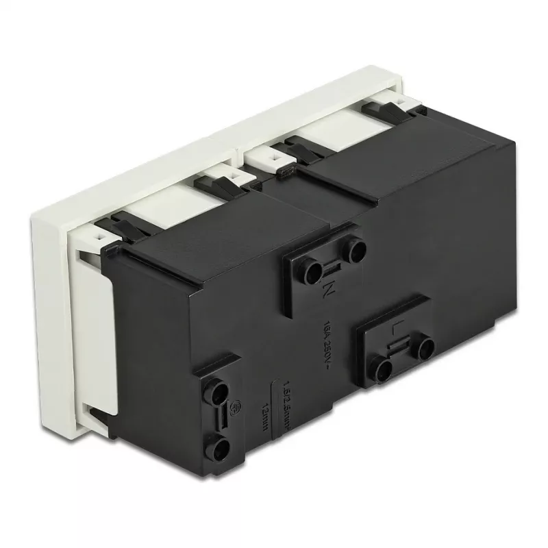 Tomada de parede DELOCK 81423 — CEE 7/3, 16 A, 250 V, branco, ABS/PC, 45×90 mm