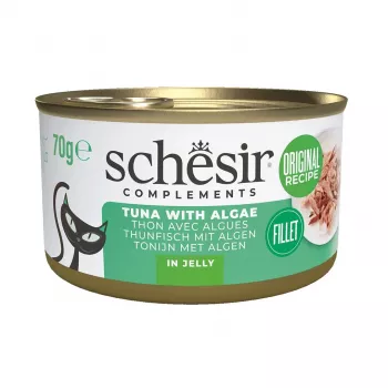 SCHESIR Complements Atum com Algas em Gelatina - Alimento húmido para gatos - 70 g