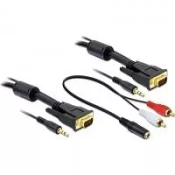 Adaptador de cabo de vídeo DeLOCK 84453 3m VGA D-Sub + 3,5mm preto
