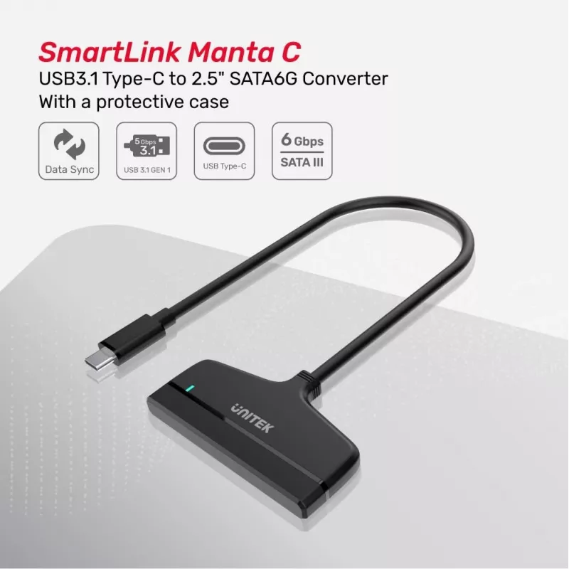 UNITEK Y-1096A adaptador USB-C para SATA III para HDD/SSD de 2,5 polegadas