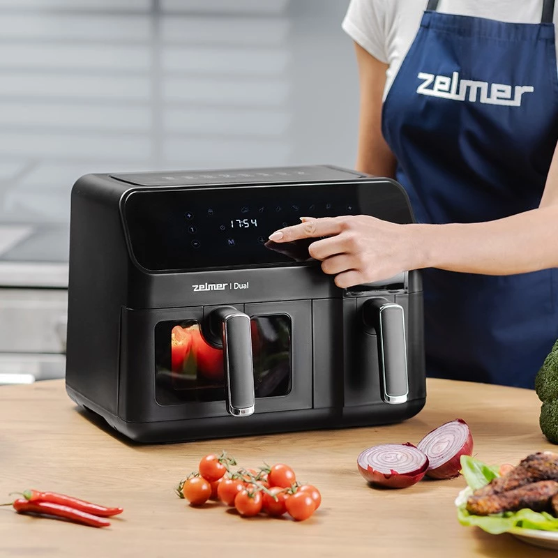 Fritadeira de ar quente Zelmer ZAF9000 5,5 l + 3,5 l 2700 W preta