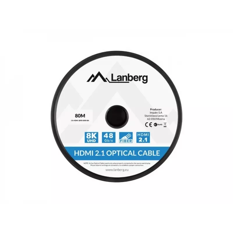 CABO HDMI M/M V2.1 80M 8K PRETO ÓTICO AOC LANBERG