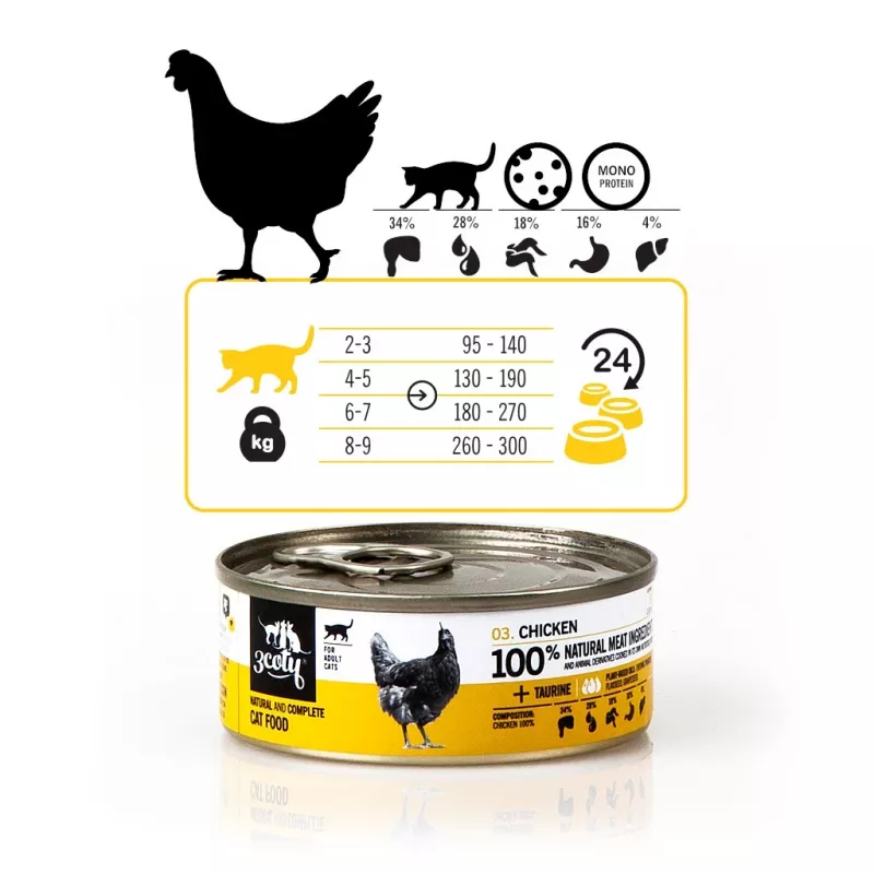 3COTY Frango - Alimento húmido para gatos - 80g