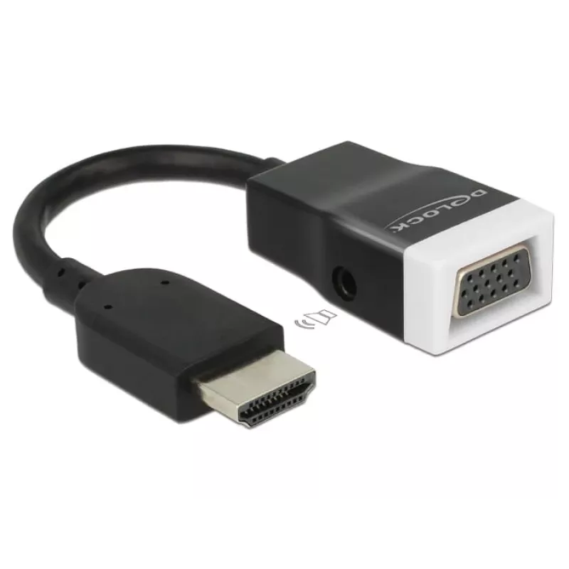 Delock 65587 adaptador HDMI-A macho para VGA (D-Sub 15) fêmea com áudio, preto/branco