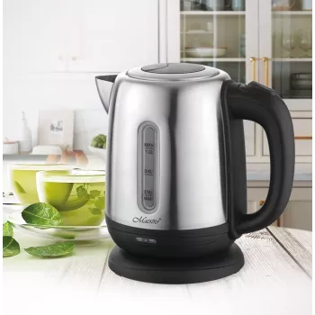 Chaleira elétrica Maestro MR-027 1,2 L 1630 W aço inoxidável, filtro antical, indicador de nível de água