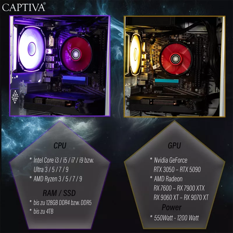 Computador Captiva CAPTIVA PC Advanced Gaming R92-769 Ryzen 7 5700X 32GB SSD 1TB RTX5060 Ti 8GB Windows 11 Home 64-bit