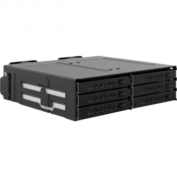 Icy Dock ToughArmor MB118VP-B - caixa de armazenamento - 6 x U.2/U.3 NVMe SSD, rack móvel para baía de 5,25, com SlimSAS SFF-8654 8i - 2.5 (6.4 cm)