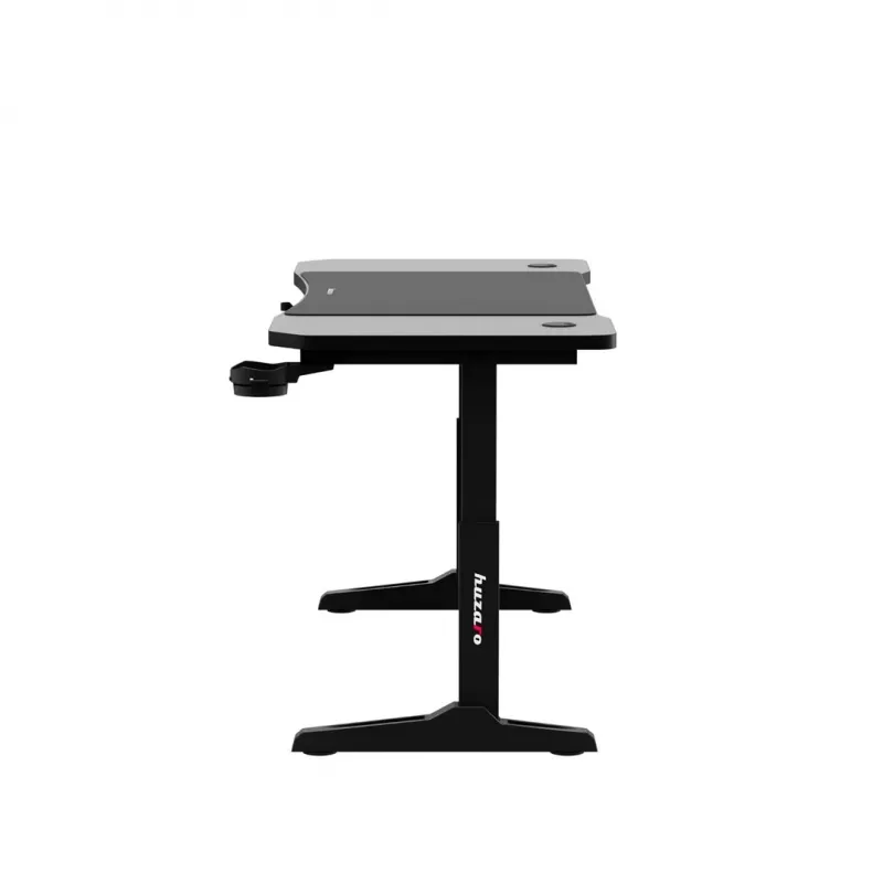Secretária gaming huzaro Hero 3.6 — retangular 1400×600 mm, altura ajustável 560–790 mm, preto, pernas em H, tampo de 15 mm