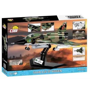 Conjunto de construção Cobi Blocks Saab AJS 3 Viggen 911 peças, conjunto de modelismo com 911 peças
