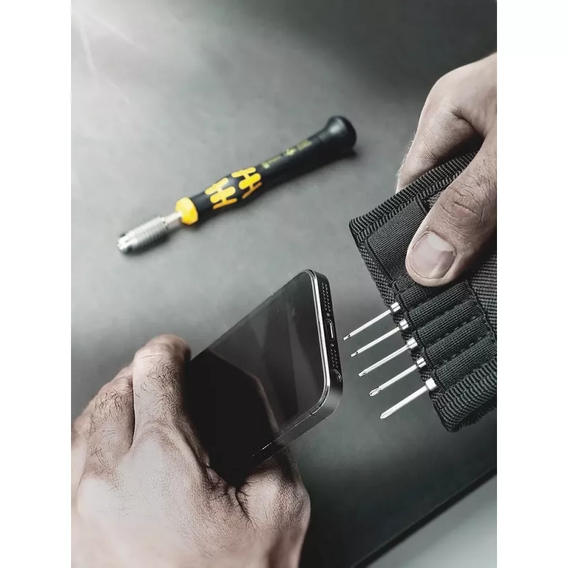 Chave de fendas combinada Wera ESD/11 SB – 1 peça, pontas Torx/Phillips/Phillips/Ponta chata, punho de plástico (preto/amarelo)