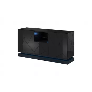Cómoda QIU 2D1K 150x41.5x75 preto brilhante/preto brilhante