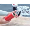 Caneca térmica Leifheit 03245 aço inoxidável 350 ml, parede dupla, à prova de fugas, tampa articulada, preta/vermelha