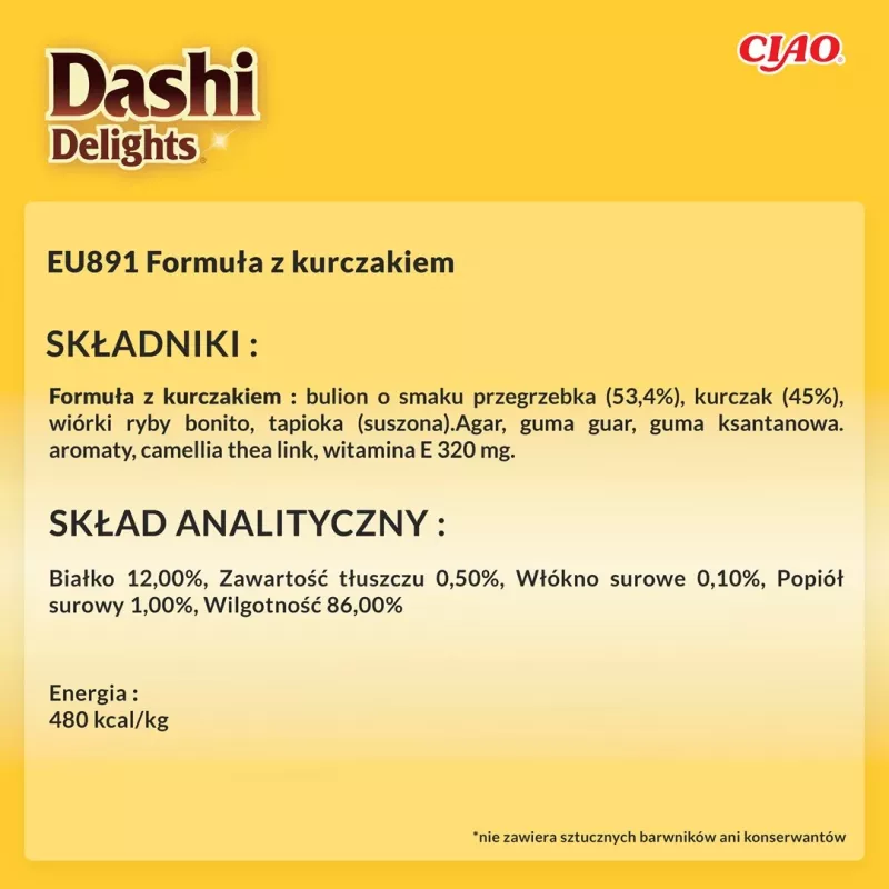 INABA Dashi Delights snack para gatos, flocos delicados de frango, 40 g
