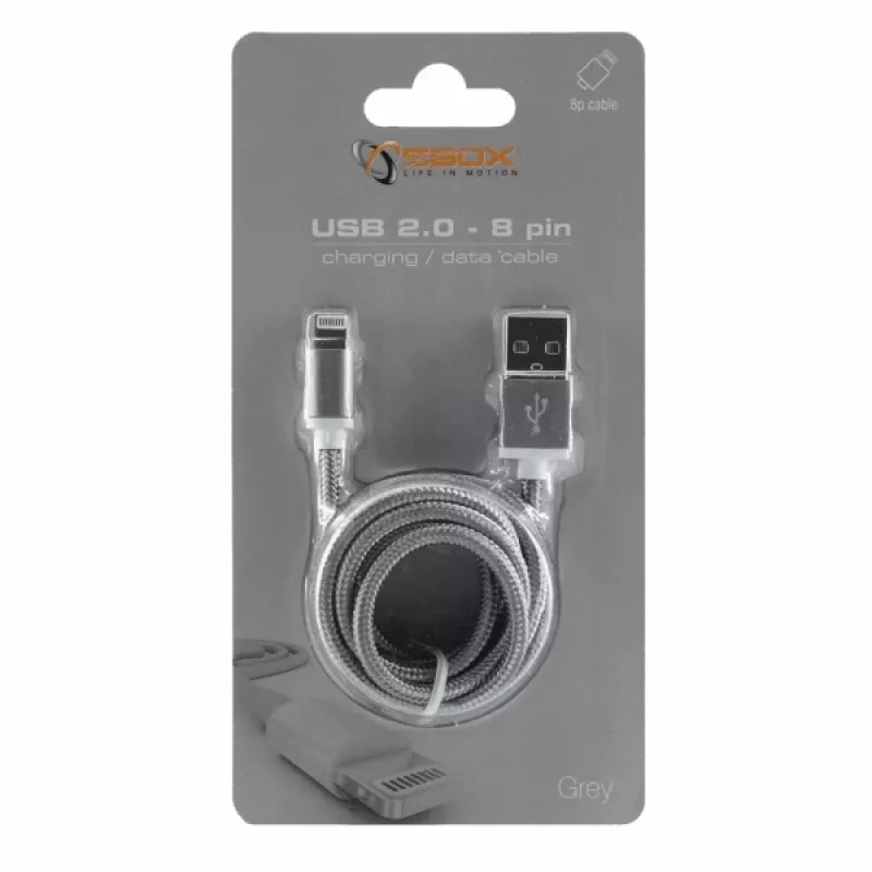 Cabo Sbox USB 2.0 8 Pin IPH7-GR cinzento