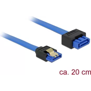 Delock 84971 cabo de extensão SATA, SATA fêmea para SATA macho, com trava, 20 cm, azul