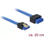 Delock 84971 cabo de extensão SATA, SATA fêmea para SATA macho, com trava, 20 cm, azul