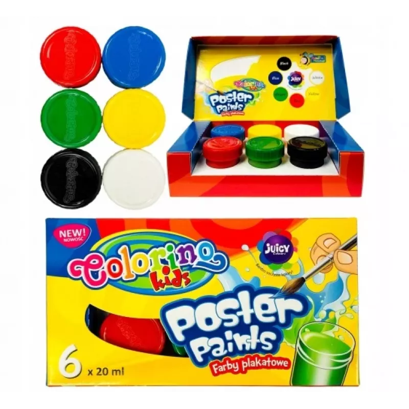 Tintas de cartaz Colorino Kids 6 cores 20 ml