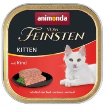Comida húmida para gatos Animonda Vom Feinsten junior com vaca 100 g tigela, sem cereais, sem soja e sem glúten