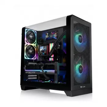 Caixa mid-tower THERMALTAKE View 390 TG preta, painéis lateral e frontal em vidro temperado, suporte ATX/mATX/ITX