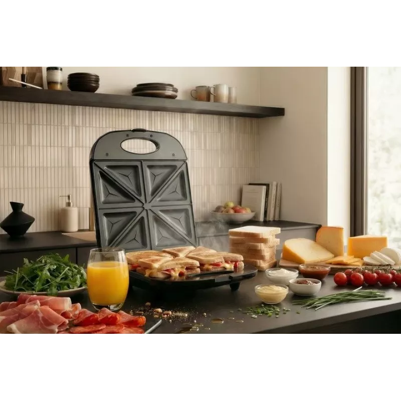 Sanduicheira Promis STP 25 XXL, 4 tostas, 1400 W, preto