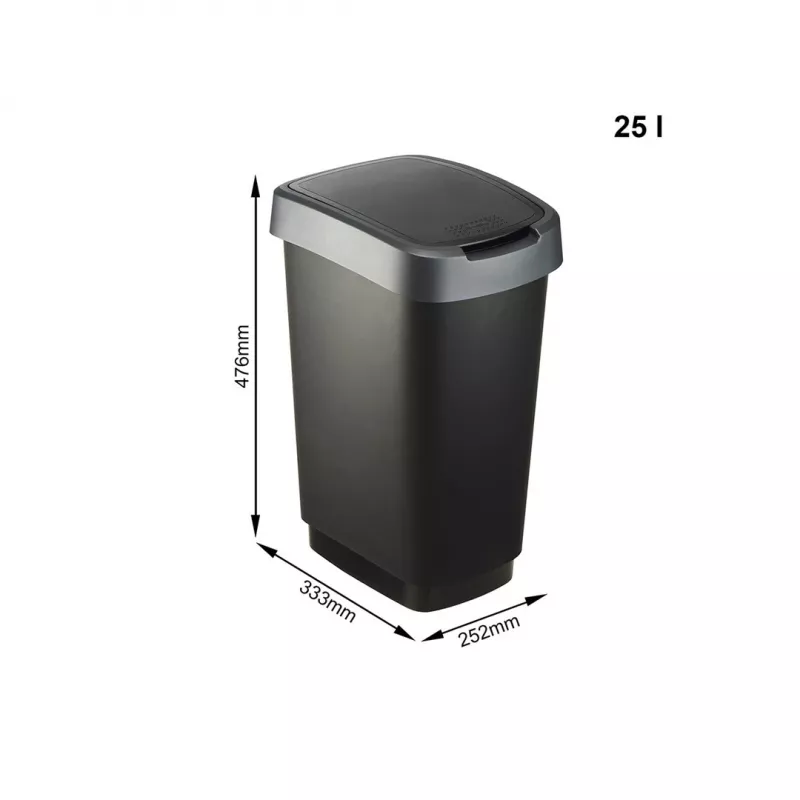 Rotho Twist balde do lixo rotativo 25 l, prateado